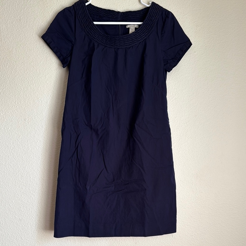 J. Crew Blue Sheath Mini Dress Scoop Neck Short Sleeve